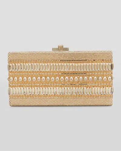Judith Leiber Sleek Rectangle Crystal Minaudiere In Silver