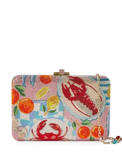 Judith Leiber Slim Slide Amalfi Crystal-embellished Seafood-motif Clutch Mini Bag In Multi