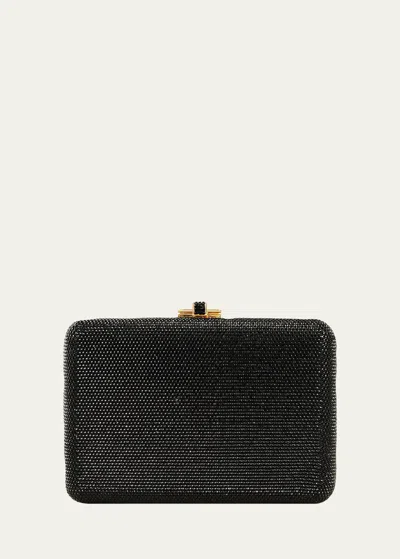 Judith Leiber Slim Slide Crystal Evening Clutch Bag In Jet