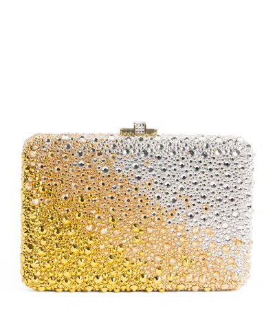 Judith Leiber Slim Slide Crystal-embellished Silver-tone Clutch In Gold