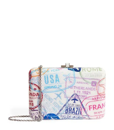 Judith Leiber Slim Slide Passport Stamps Clutch Bag In Multi