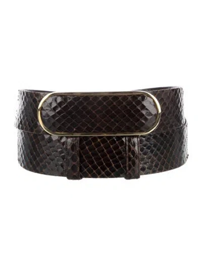 Pre-owned Judith Leiber Snakeskin Belt In Brown
