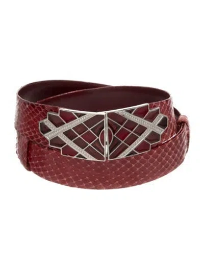 Pre-owned Judith Leiber Snakeskin Belt In Burgundy