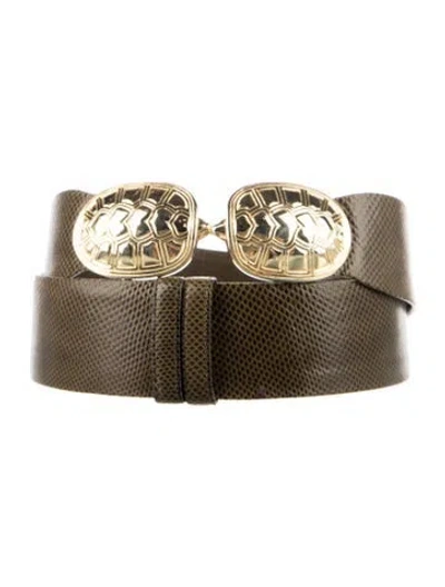 Pre-owned Judith Leiber Snakeskin Belt In Gold