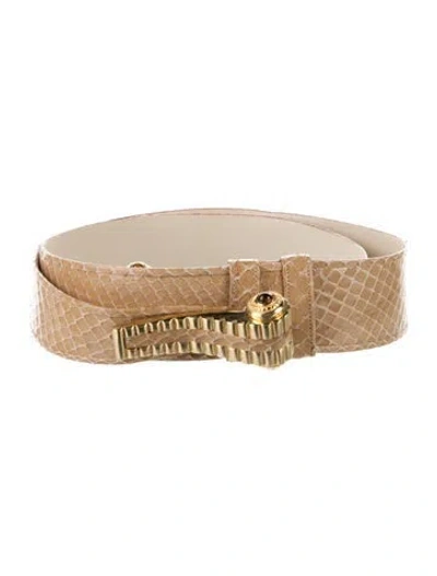 Pre-owned Judith Leiber Snakeskin Belt In Neutral