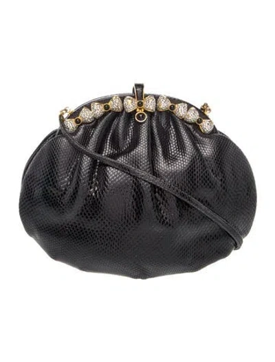 Pre-owned Judith Leiber Snakeskin Clutch In Black