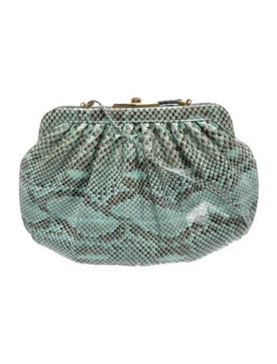 Pre-owned Judith Leiber Snakeskin Clutch In Blue