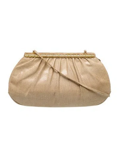 Pre-owned Judith Leiber Snakeskin Clutch In Neutrals