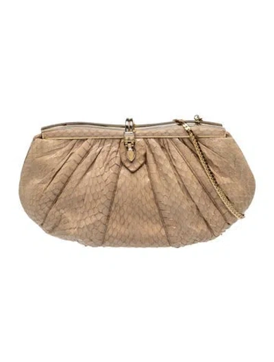 Pre-owned Judith Leiber Snakeskin Clutch Vintage In Neutrals
