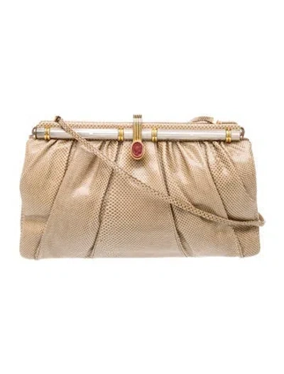 Pre-owned Judith Leiber Snakeskin Clutch Vintage In Neutrals