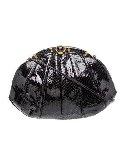 Pre-owned Judith Leiber Snakeskin Crossbody Bag In Black