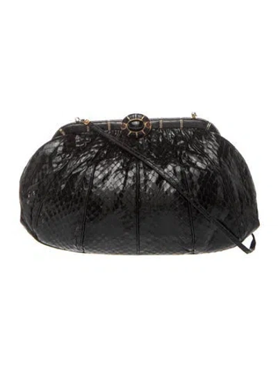 Pre-owned Judith Leiber Snakeskin Crossbody Bag In Black