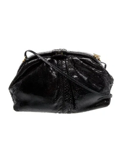 Pre-owned Judith Leiber Snakeskin Evening Bag In Black