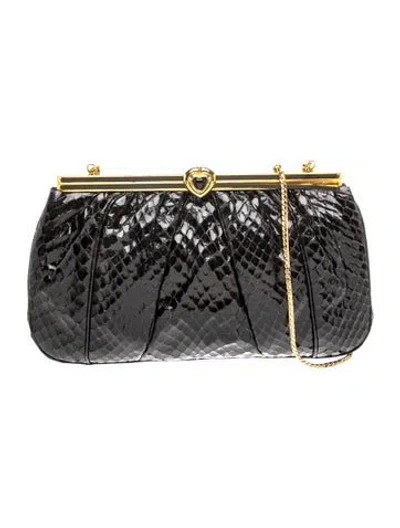 Pre-owned Judith Leiber Snakeskin Evening Bag In Black
