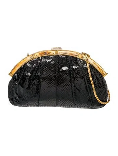 Pre-owned Judith Leiber Snakeskin Evening Bag In Black