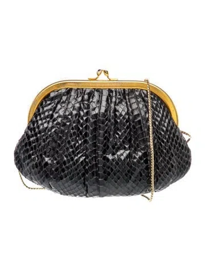 Pre-owned Judith Leiber Snakeskin Evening Bag In Black