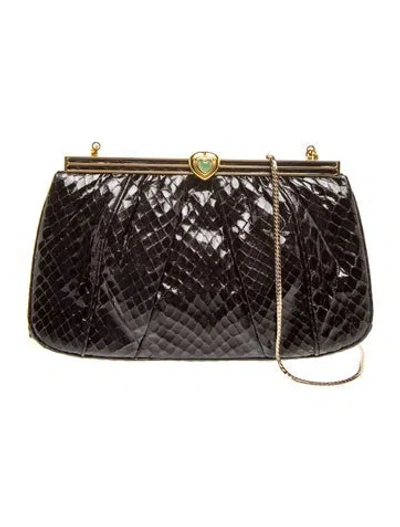 Pre-owned Judith Leiber Snakeskin Evening Bag In Black