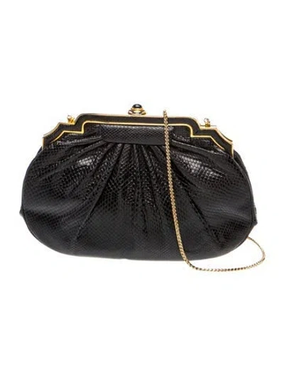 Pre-owned Judith Leiber Snakeskin Evening Bag In Black