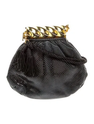 Pre-owned Judith Leiber Snakeskin Evening Bag In Black