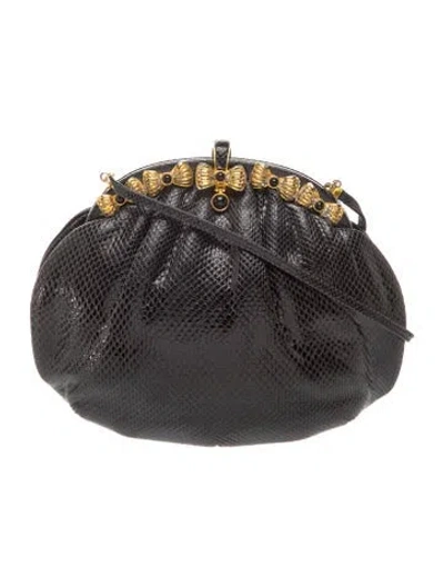 Pre-owned Judith Leiber Snakeskin Evening Bag In Black