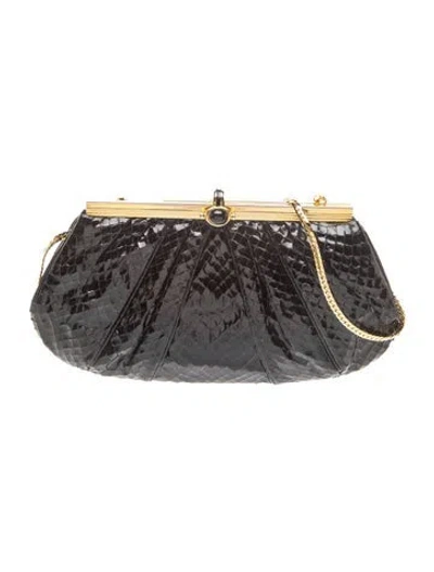 Pre-owned Judith Leiber Snakeskin Evening Bag In Black
