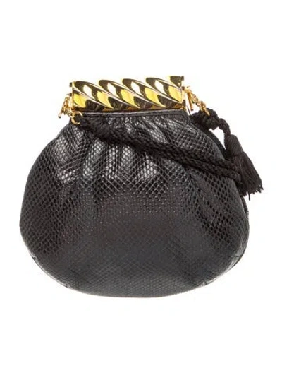 Pre-owned Judith Leiber Snakeskin Evening Bag In Black
