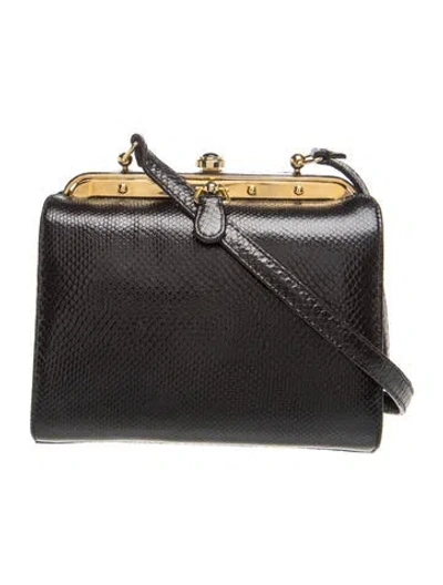 Pre-owned Judith Leiber Snakeskin Evening Bag In Black