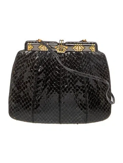 Pre-owned Judith Leiber Snakeskin Evening Bag In Black