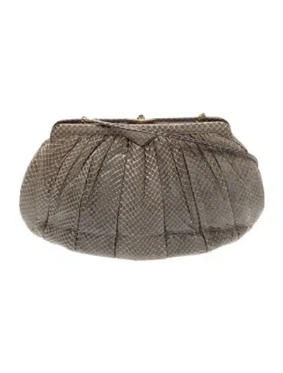 Pre-owned Judith Leiber Snakeskin Evening Bag In Green