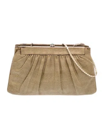 Pre-owned Judith Leiber Snakeskin Evening Bag In Green
