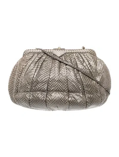 Pre-owned Judith Leiber Snakeskin Evening Bag In Grey
