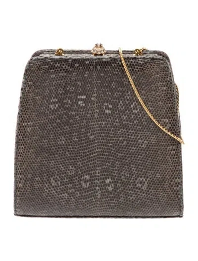 Pre-owned Judith Leiber Snakeskin Evening Bag In Grey