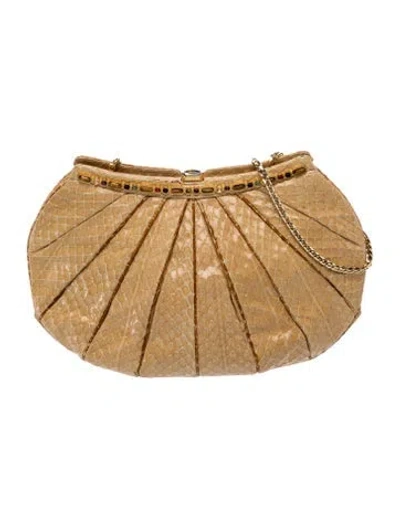 Pre-owned Judith Leiber Snakeskin Evening Bag In Neutrals