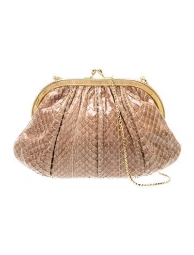 Pre-owned Judith Leiber Snakeskin Evening Bag In Neutrals