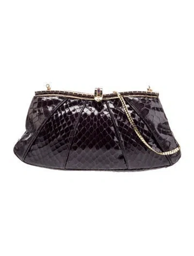 Pre-owned Judith Leiber Snakeskin Evening Bag In Purple
