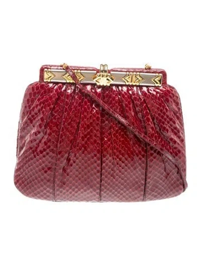 Pre-owned Judith Leiber Snakeskin Evening Bag In Red