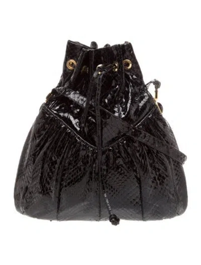Pre-owned Judith Leiber Snakeskin Shoulder Bag In Black
