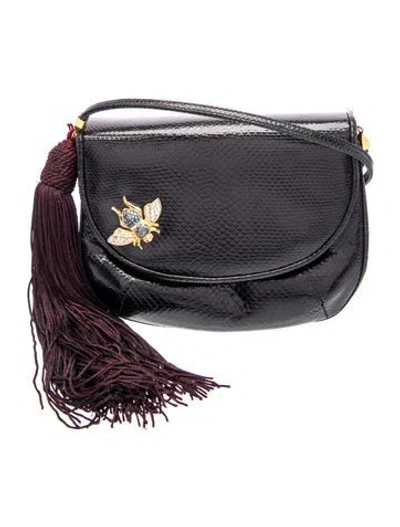 Pre-owned Judith Leiber Snakeskin Shoulder Bag In Black