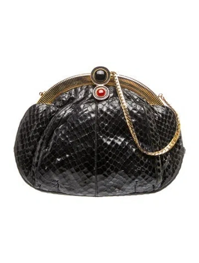 Pre-owned Judith Leiber Snakeskin Shoulder Bag In Blue