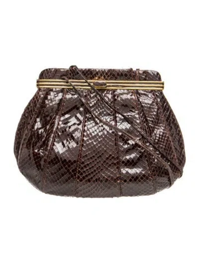 Pre-owned Judith Leiber Snakeskin Shoulder Bag In Brown