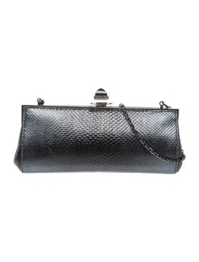 Pre-owned Judith Leiber Snakeskin Shoulder Bag In Gray
