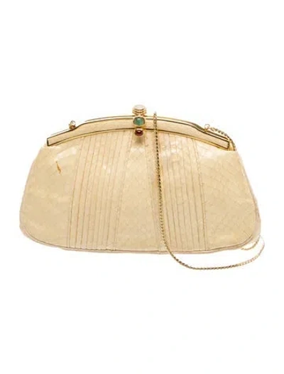 Pre-owned Judith Leiber Snakeskin Shoulder Bag In Neutral