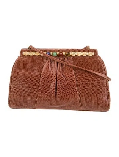 Pre-owned Judith Leiber Snakeskin Shoulder Bag In Orange