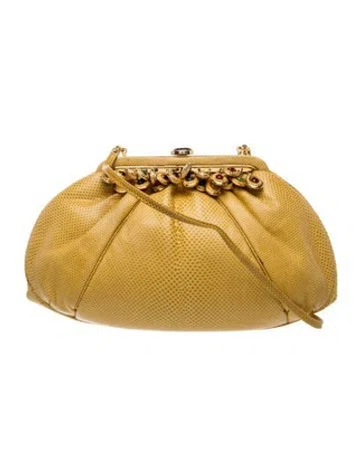 Pre-owned Judith Leiber Snakeskin Shoulder Bag Vintage In Green
