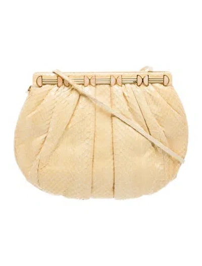 Pre-owned Judith Leiber Snakeskin Shoulder Bag In Yellow