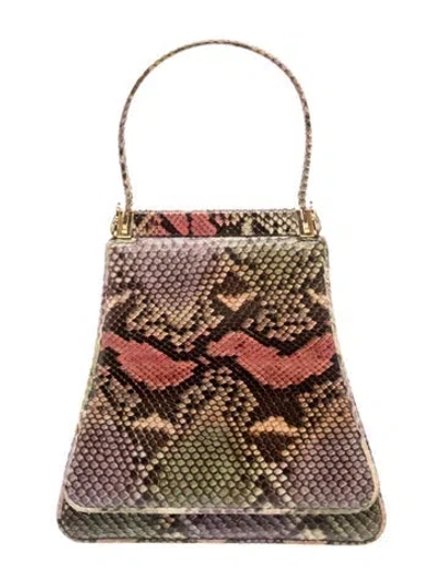 Pre-owned Judith Leiber Snakeskin Top Handle Bag In Blue