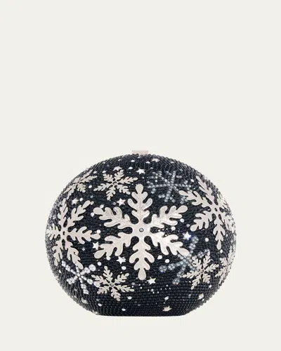 Judith Leiber Snowy Night Sphere Clutch Bag In Silver Jet Multi