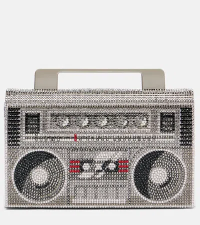 Judith Leiber Soft Boom Box Embellished Top-handle Bag In Silver