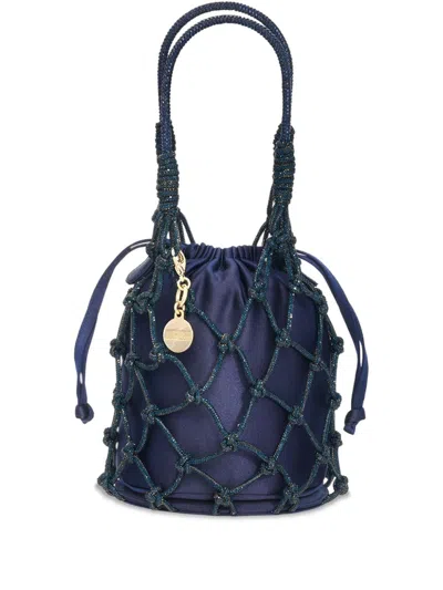 JUDITH LEIBER SPARKLE CRYSTAL-EMBELLISHED NET TOTE BAG