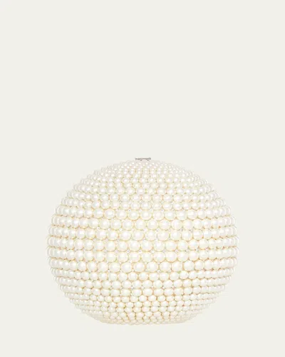 Judith Leiber Sphere Pearly Minaudiere In Silver Pearl